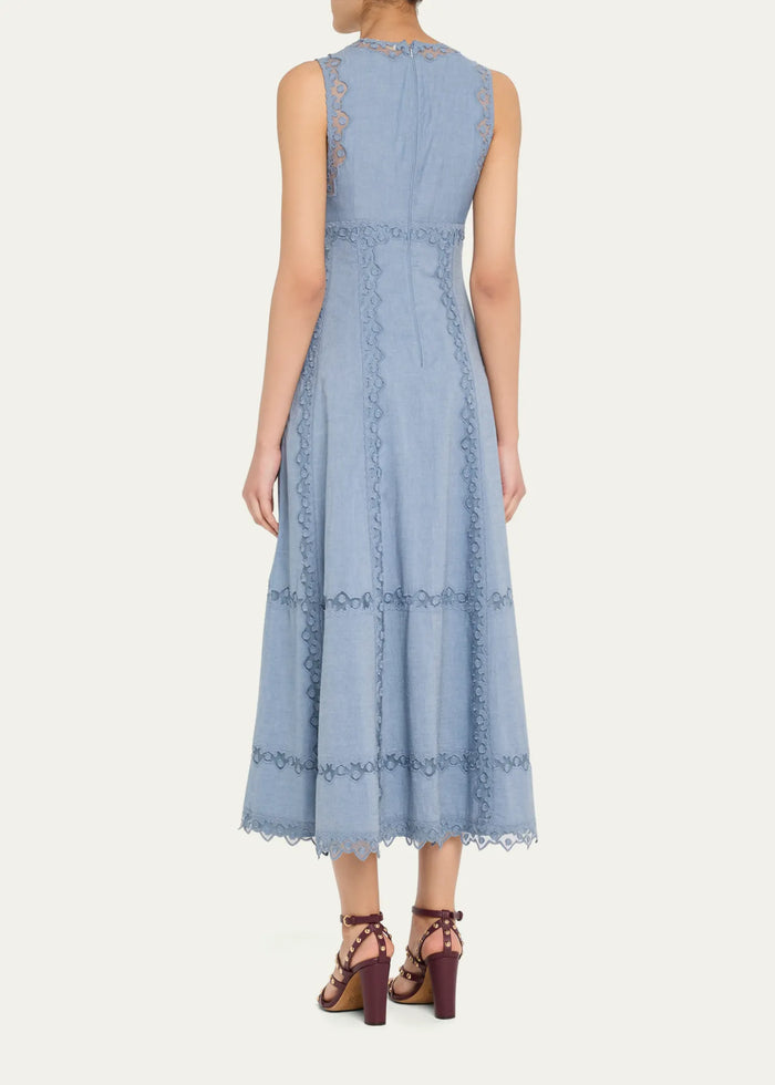 Ulla Johnson Anela Sleeveless Midi Dress Chambray