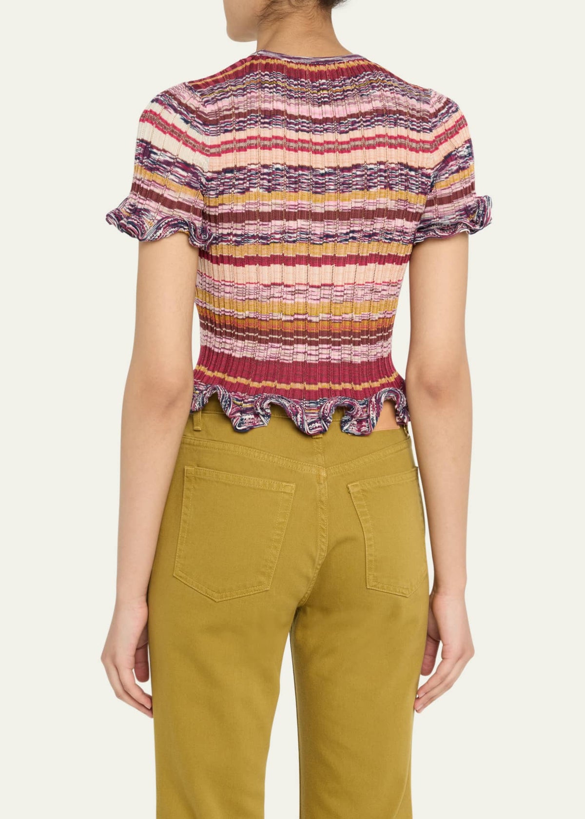 Ulla Johnson Miya Short-Sleeve Knit Ruffle Top Prism
