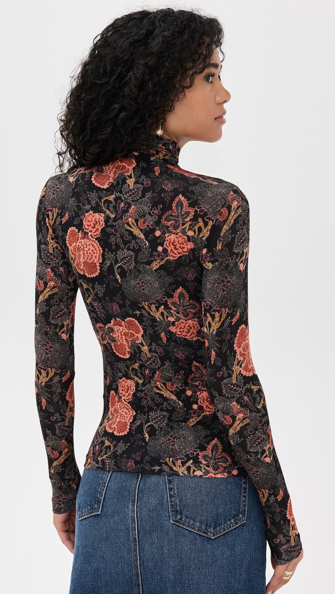 ULLA JOHNSON Aurelia Jersey Long Sleeve Turtleneck Top - Night Lily