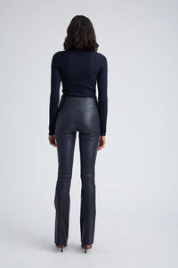 Sprwmn NAVY LEATHER MICRO FLARE PANTS