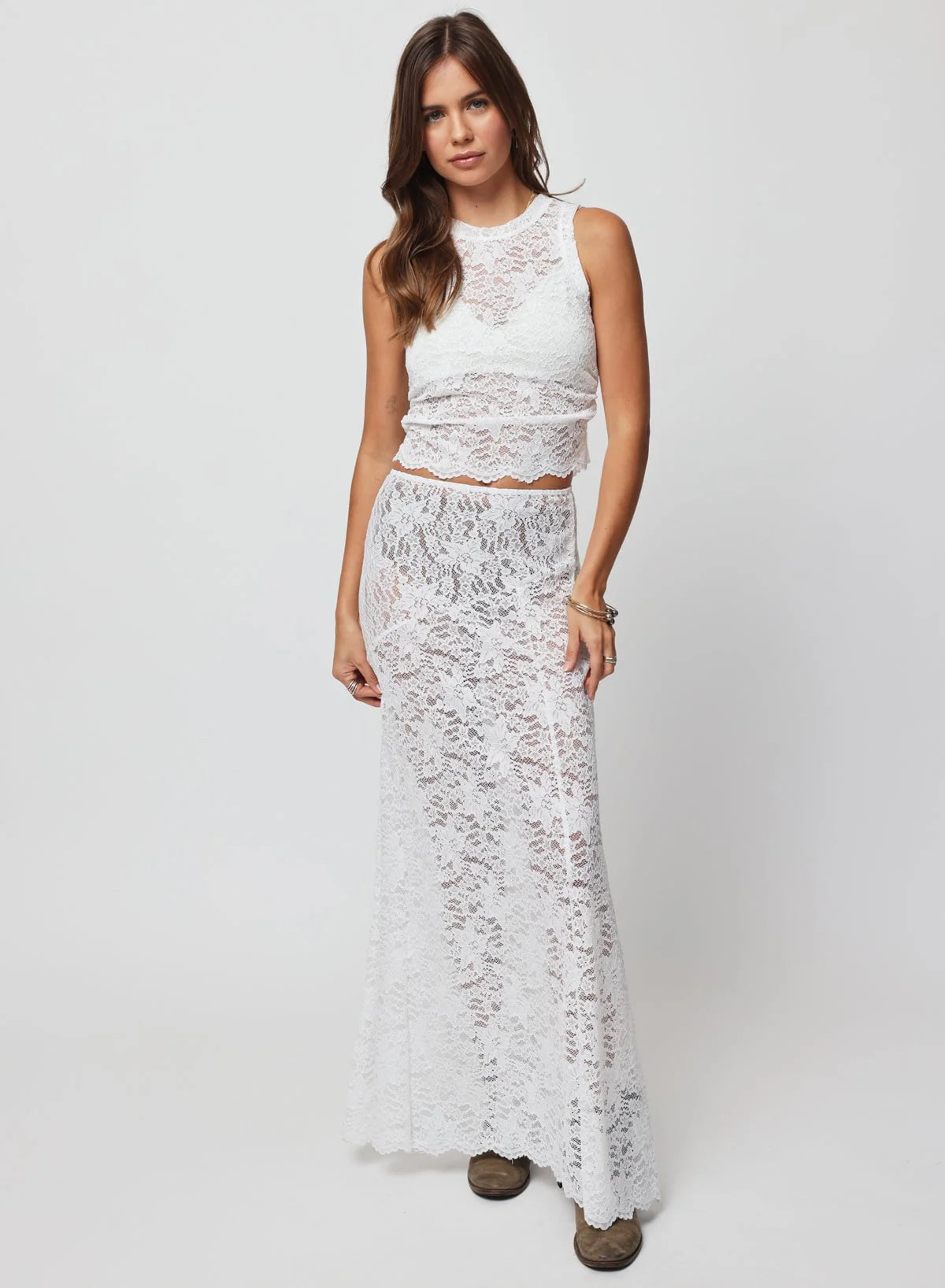 Stillwater  LACE NEW LENGHTS TANK White