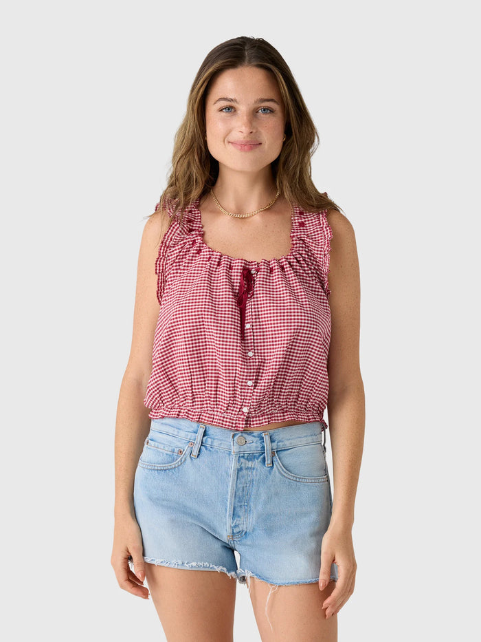 DÔEN Women's Traveler Top Mulberry La Maddalena Gingham