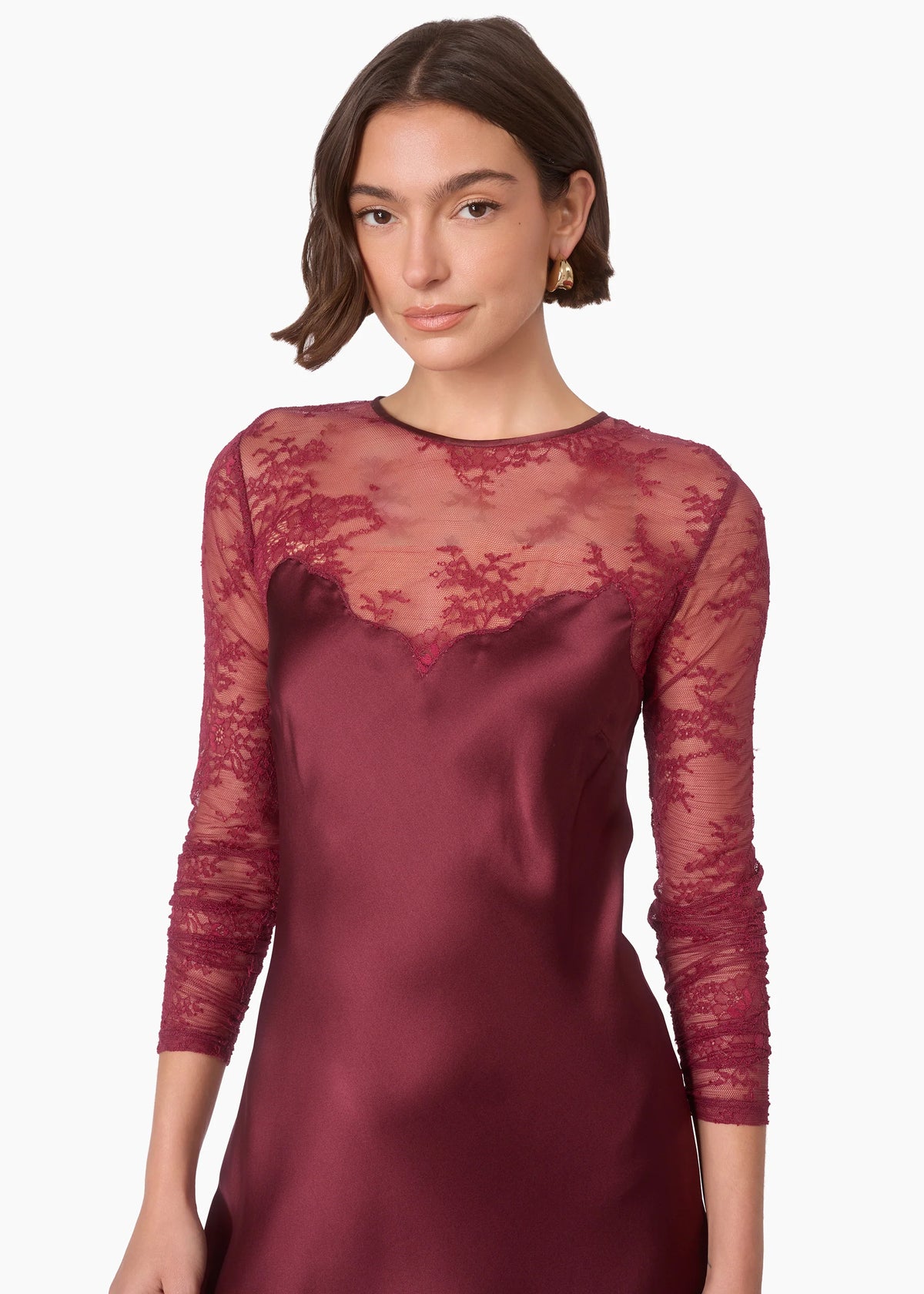 Cami Nyc BEAUREGARD LACE MAXI DRESS DEEP PLUM DELICATE LACE