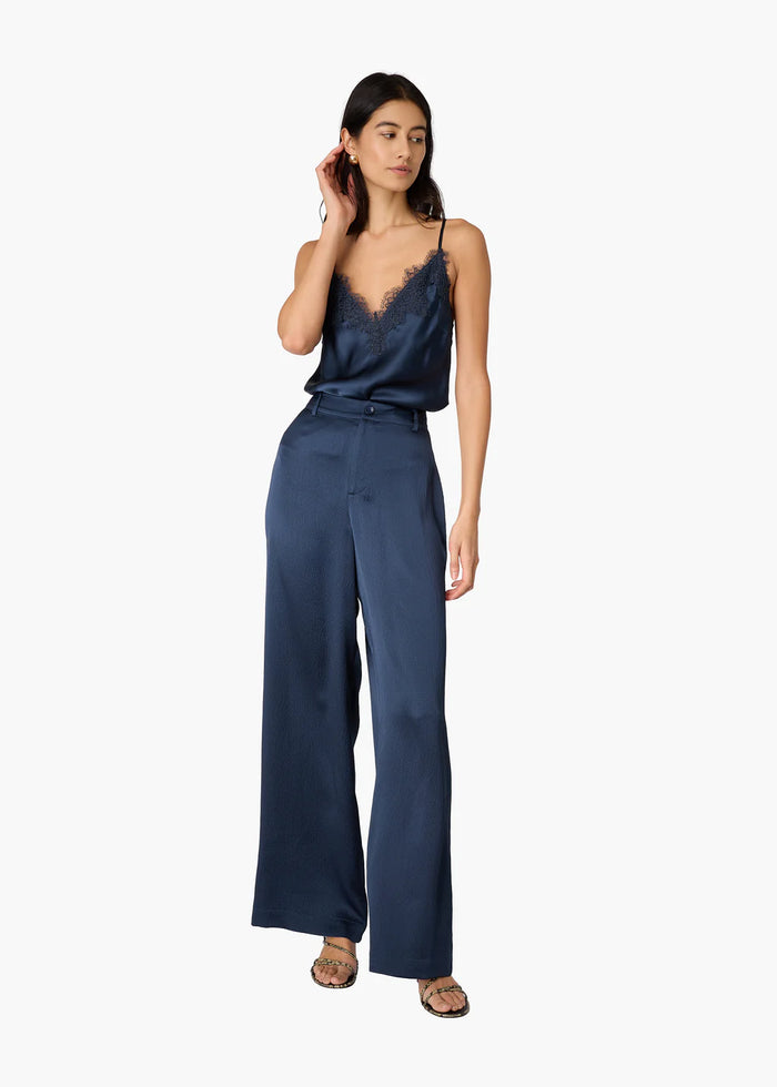 Cami NYC Kyley High Rise Hammered Silk Pant Moody Blue