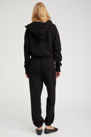 SPRWMN Black Cotton Shrunken Zip Up Hoodie