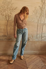 SPRWMN LONG SLEEVE HENLEY - VINTAGE BROWN