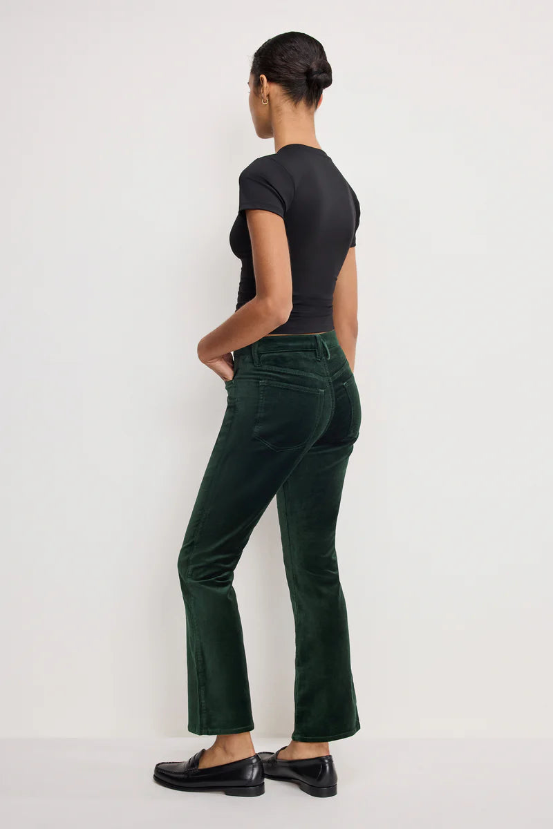 Good American Velvet Good High Rise Kick Flare Pants Pine green003