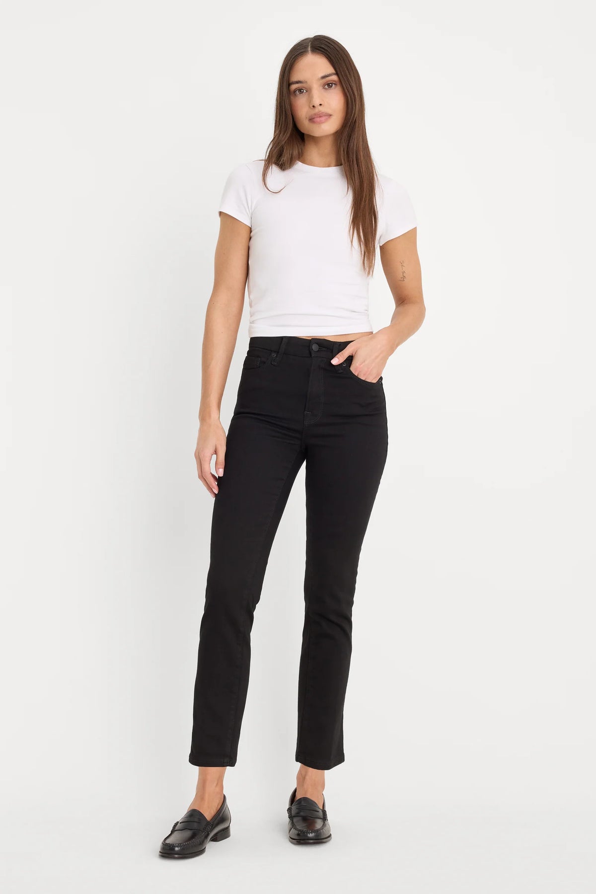 GOOD AMERICAN never fades good legs straight jeans - BLACK