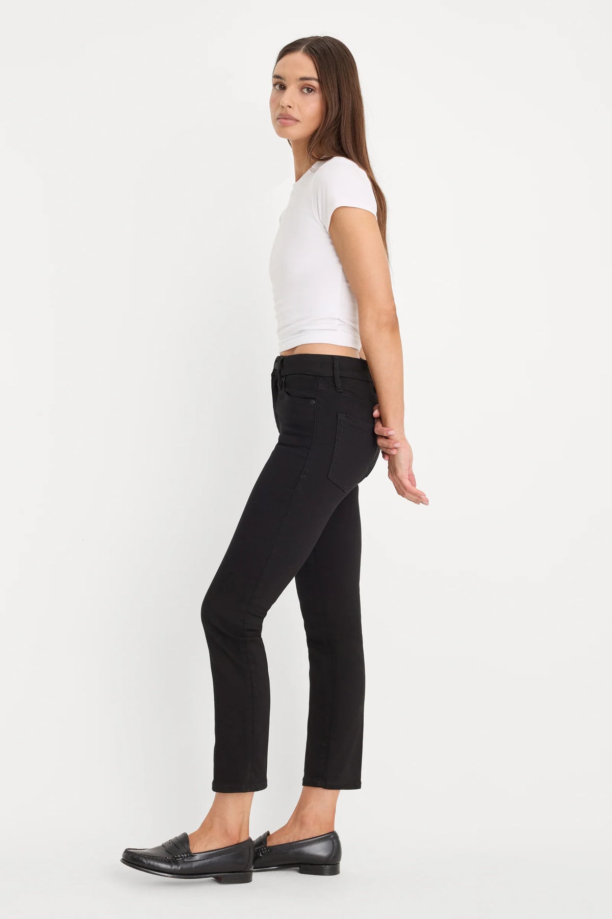 GOOD AMERICAN never fades good legs straight jeans - BLACK