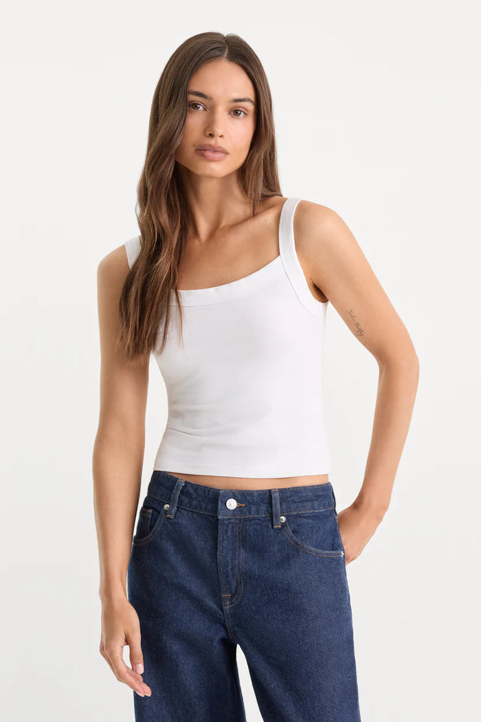 Good American The Ringer Tank in White