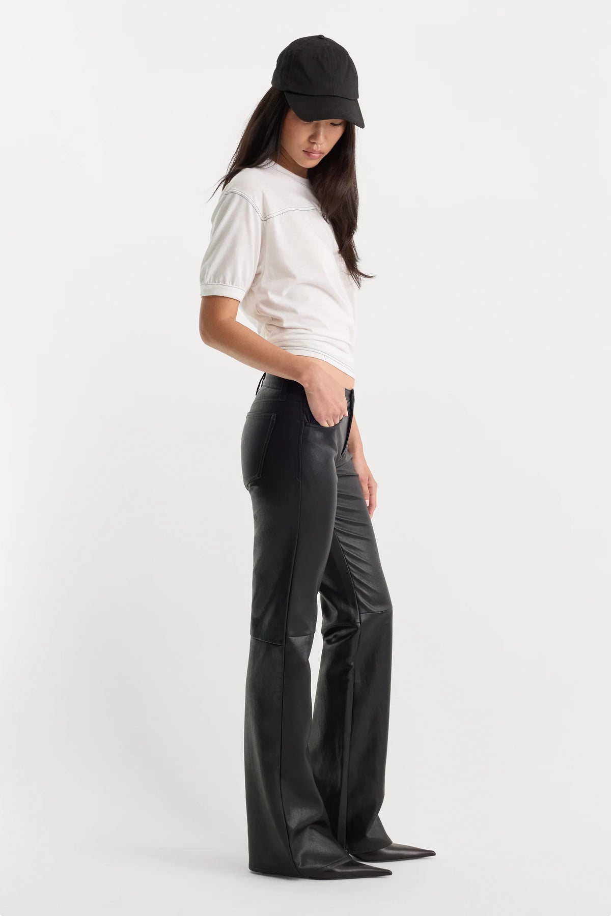 Good American Better Than Leather Low Rise Bootcut Color: Black001