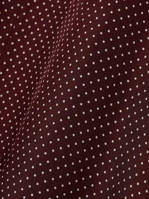 DÔEN Rosaria Polka-Dot Silk-Blend Midi Dress - Burgundy