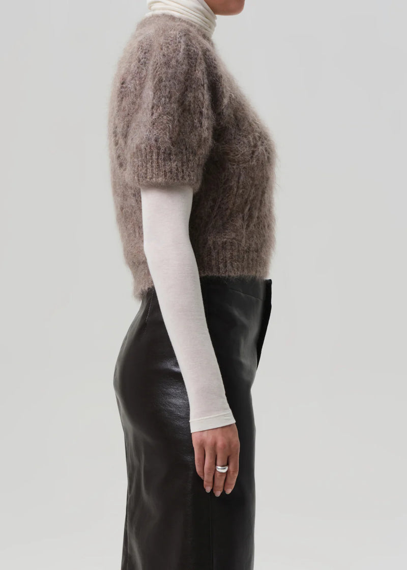 Citizens of Humanity Odette Puff Sleeve Sweater In Mushroom