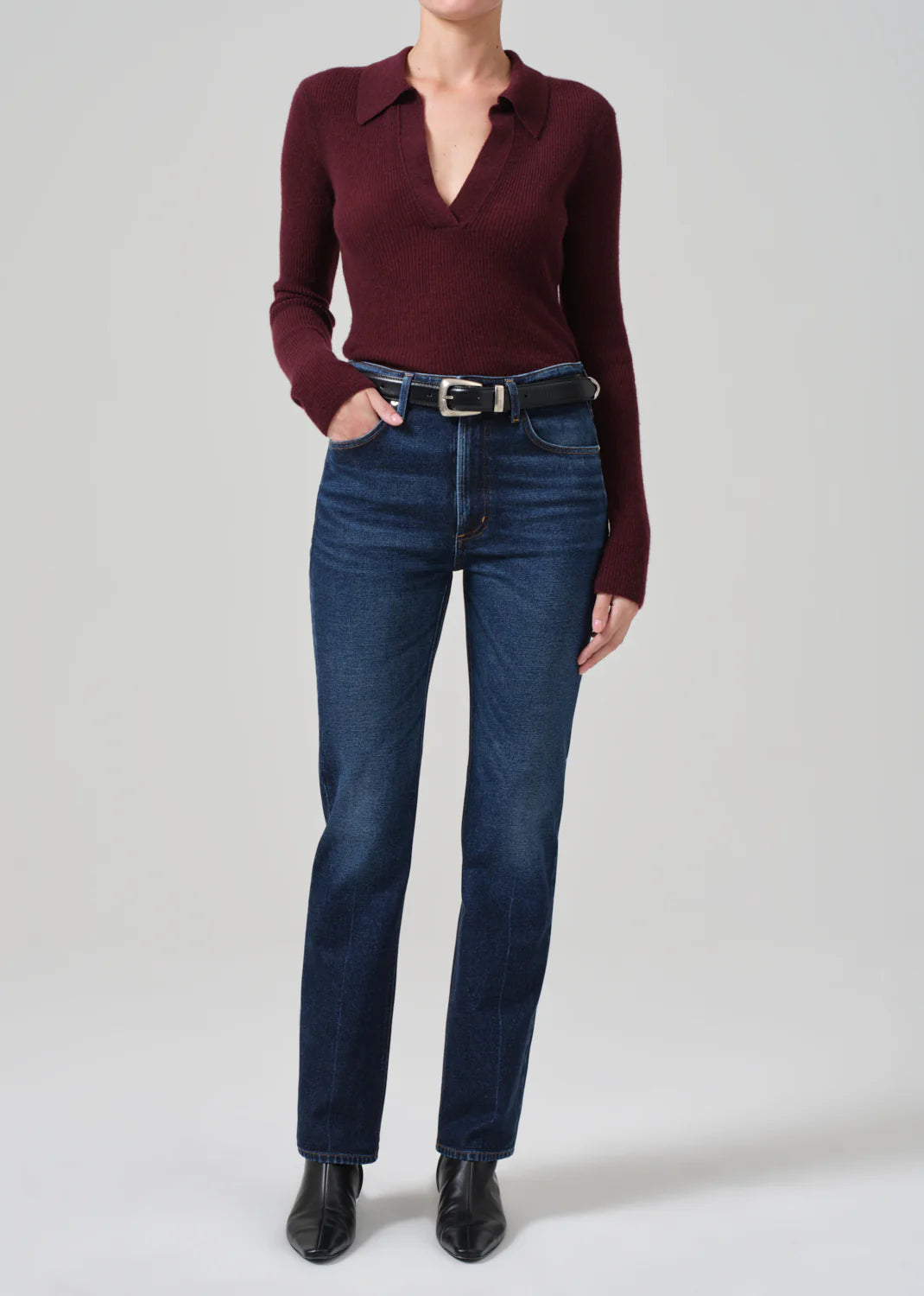 Citizens of Humanity Simone Polo Sweater In Burgundy