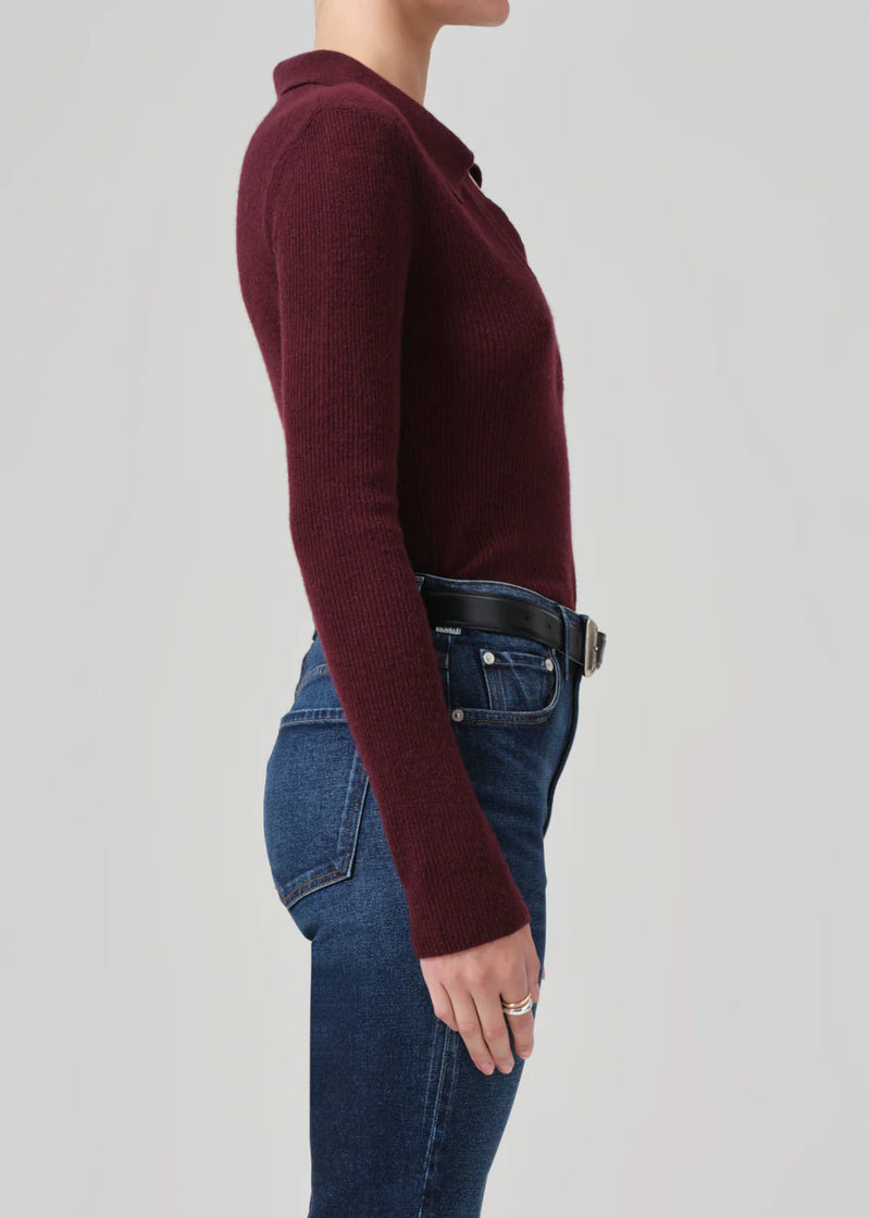 Citizens of Humanity Simone Polo Sweater In Burgundy