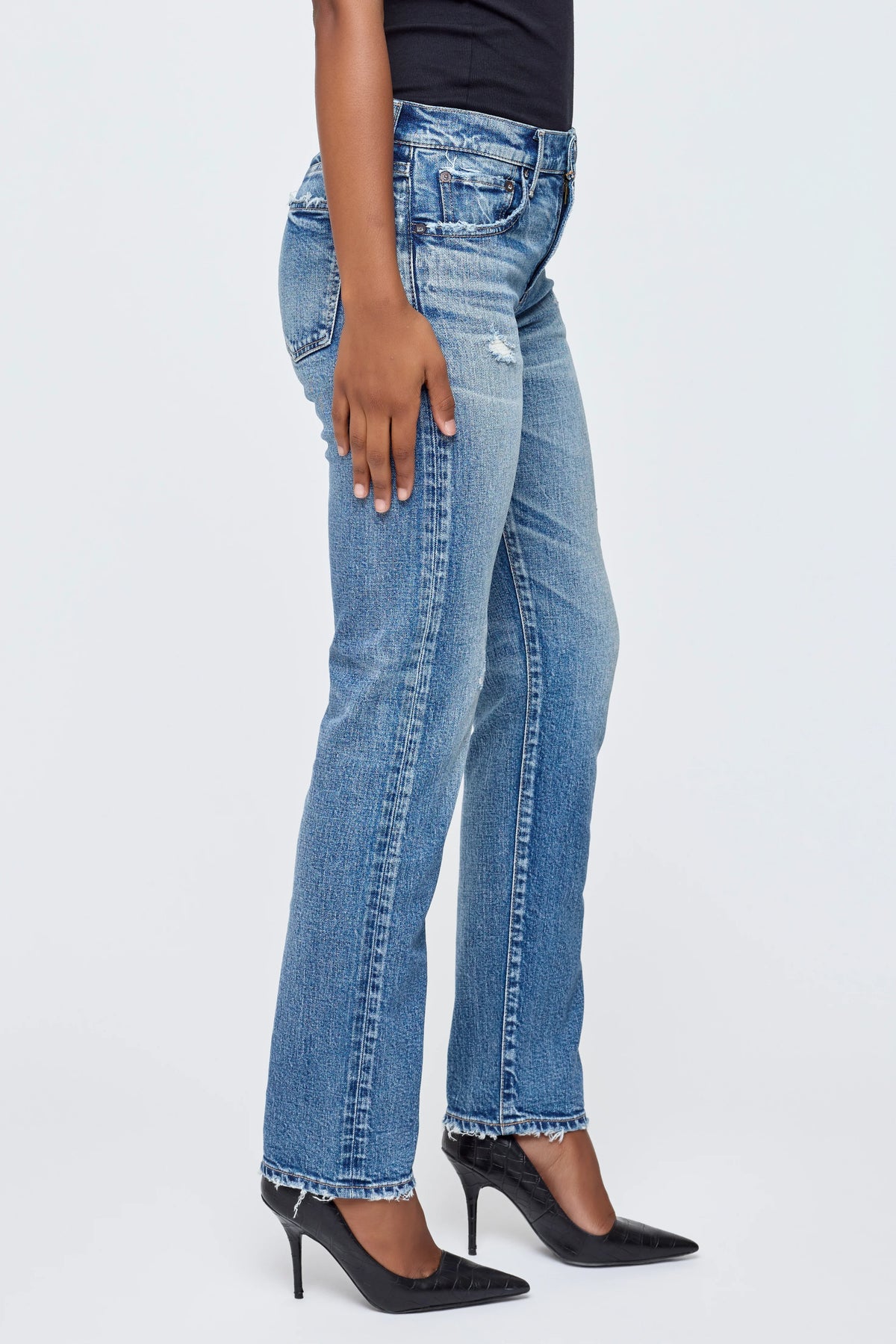 Moussy LINDEN SLIM STRAIGHT - Blue