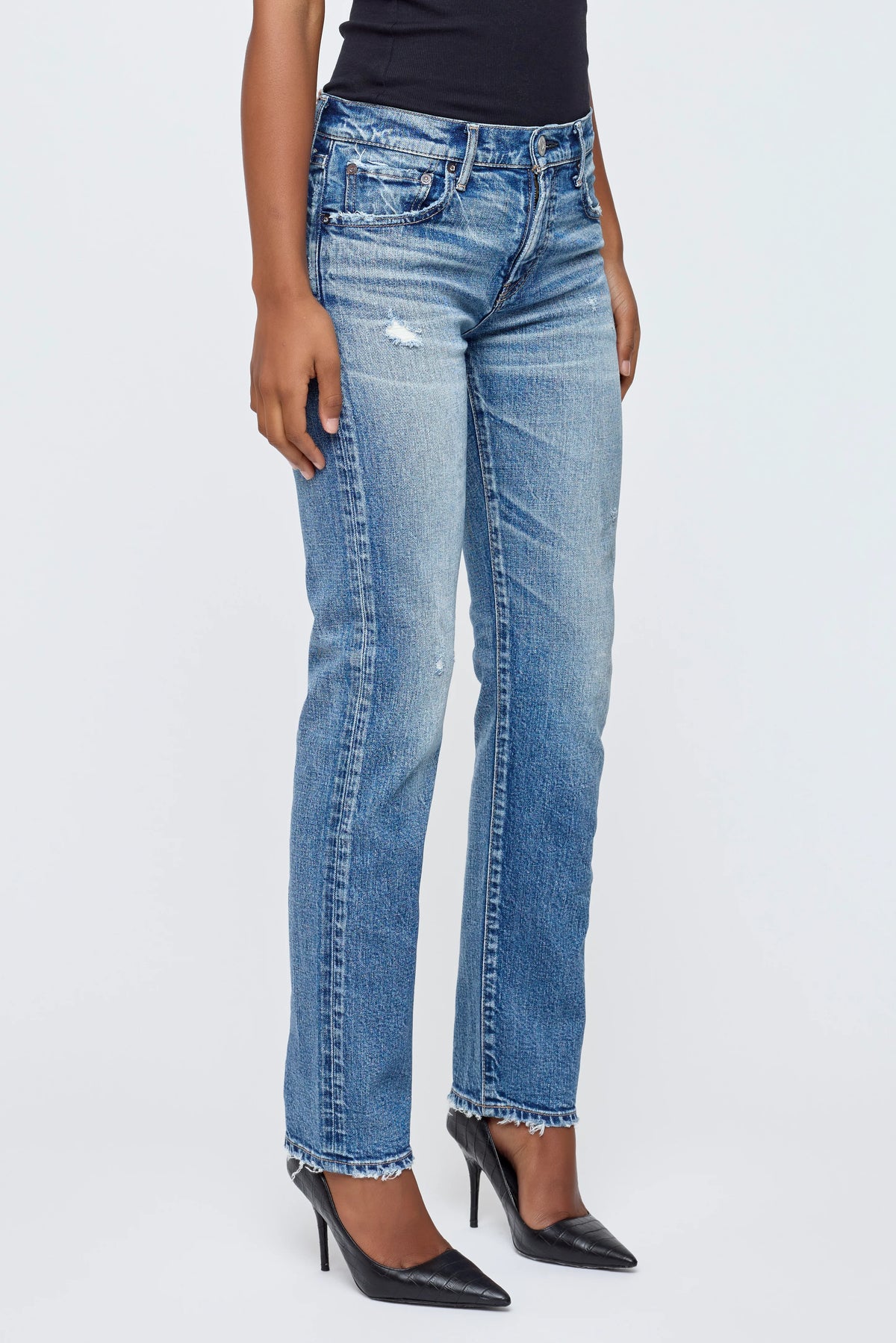 Moussy LINDEN SLIM STRAIGHT - Blue