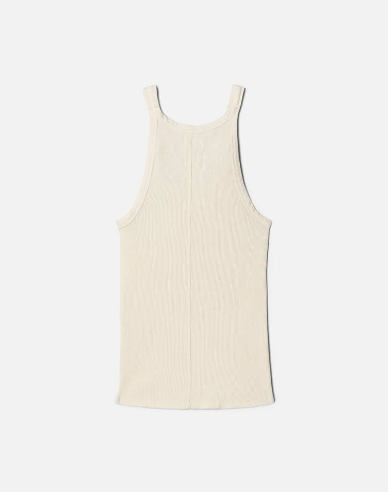 RE/DONE Knotted Ribbed Tank in Vintage White