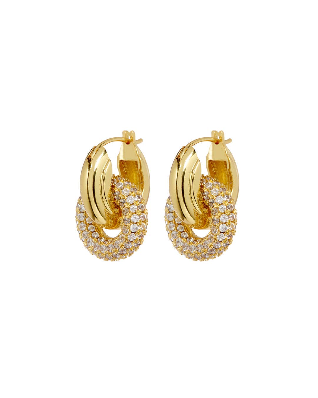 Luv AJ - Pave Interlock Hoops- Gold