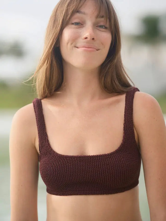 Mollusk Ripple Bikini Top in Malbec