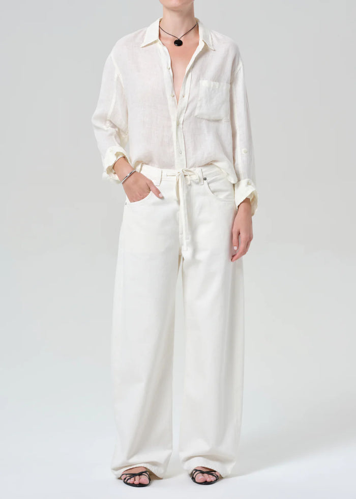Citizens Of Humanity Kayla Shrunken Linen Shirt In Vanilla