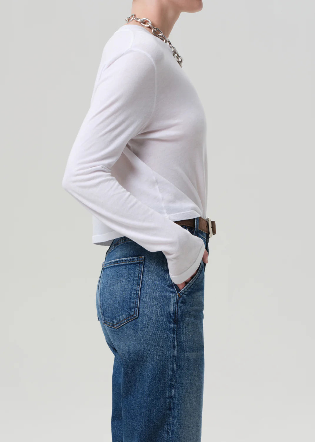 Citizens of Humanity Sabine Cropped Long Sleeve In White