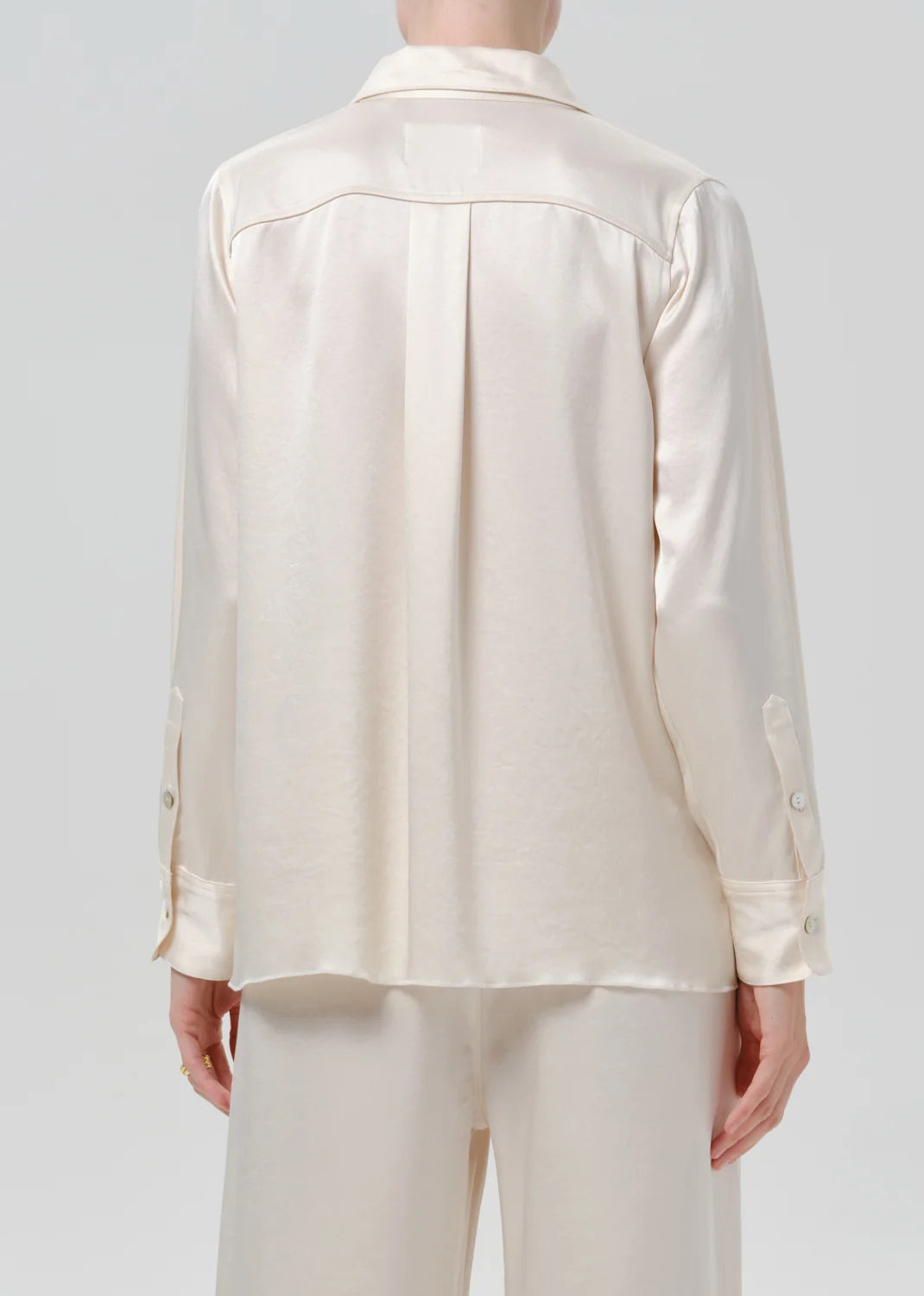 Citizens Of Humanity Tullah Japanese Hammered Satin Shirt In Cream
