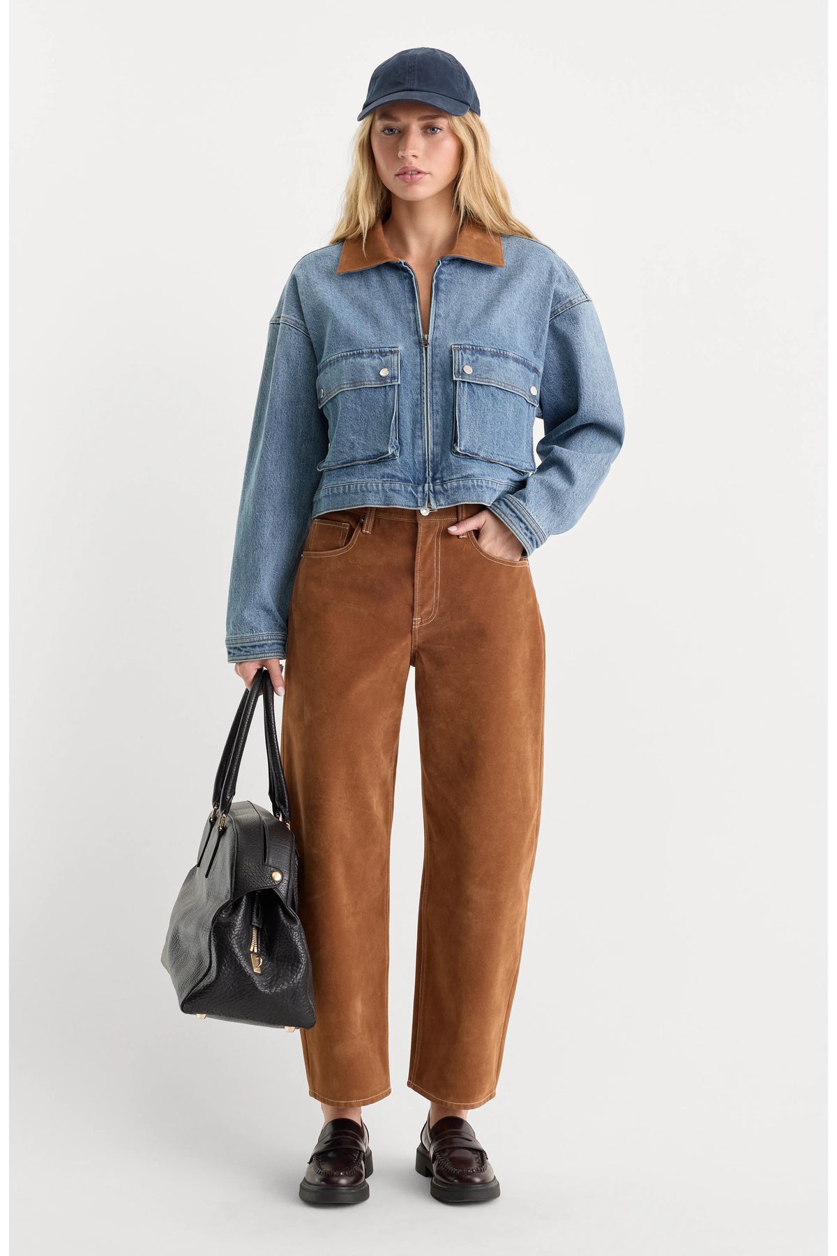 Good American Swing Cropped Denim Jacket Indigo 1320