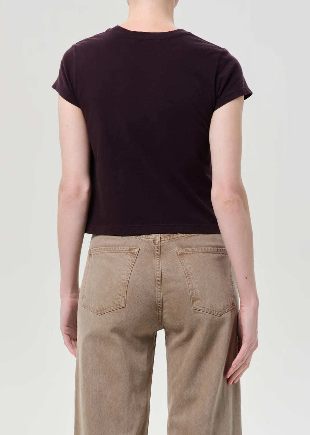 AGOLDE Adine Shrunken Tee In Eggplant