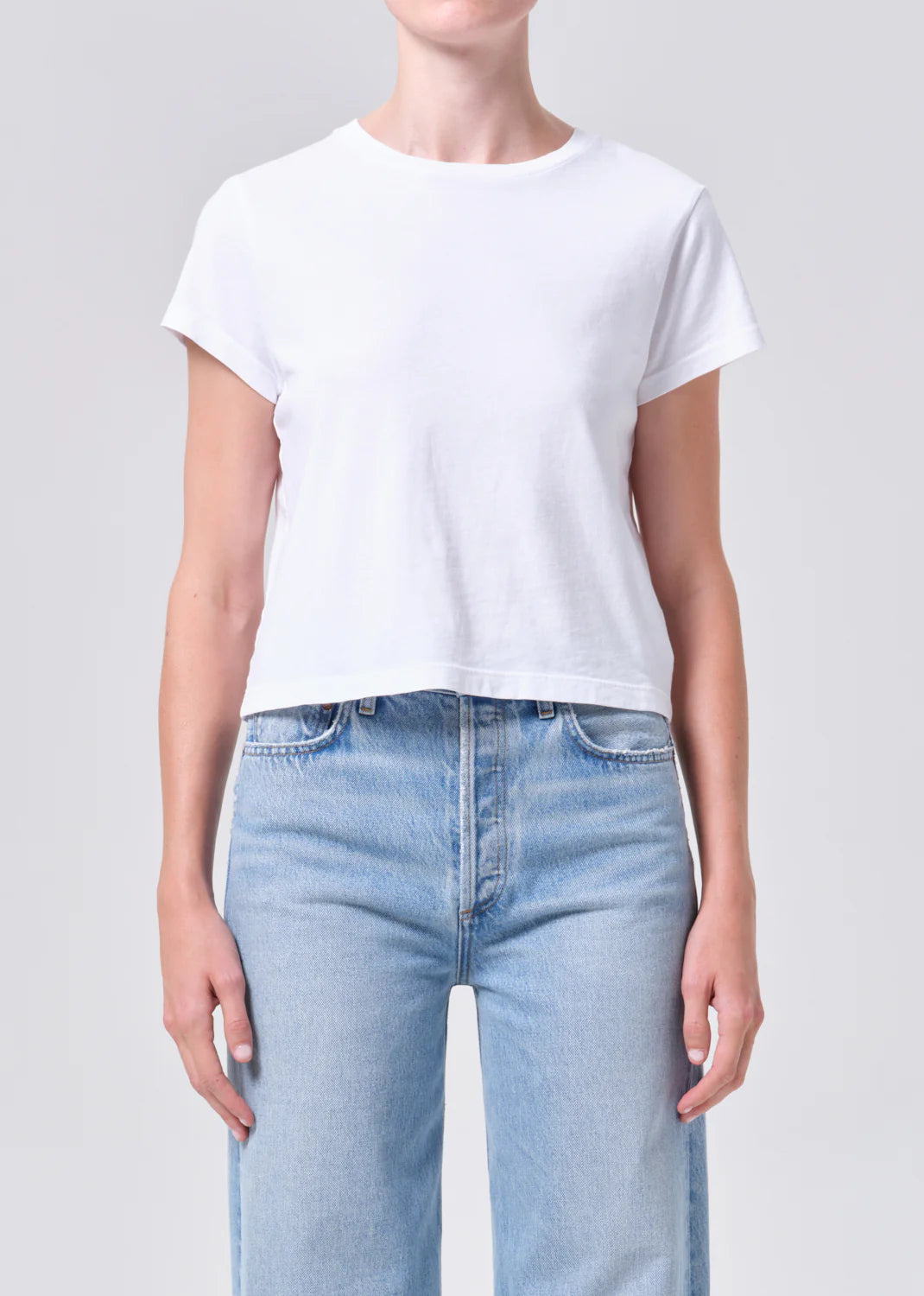 AGOLDE ADINE SHRUNKEN TEE IN WHITE