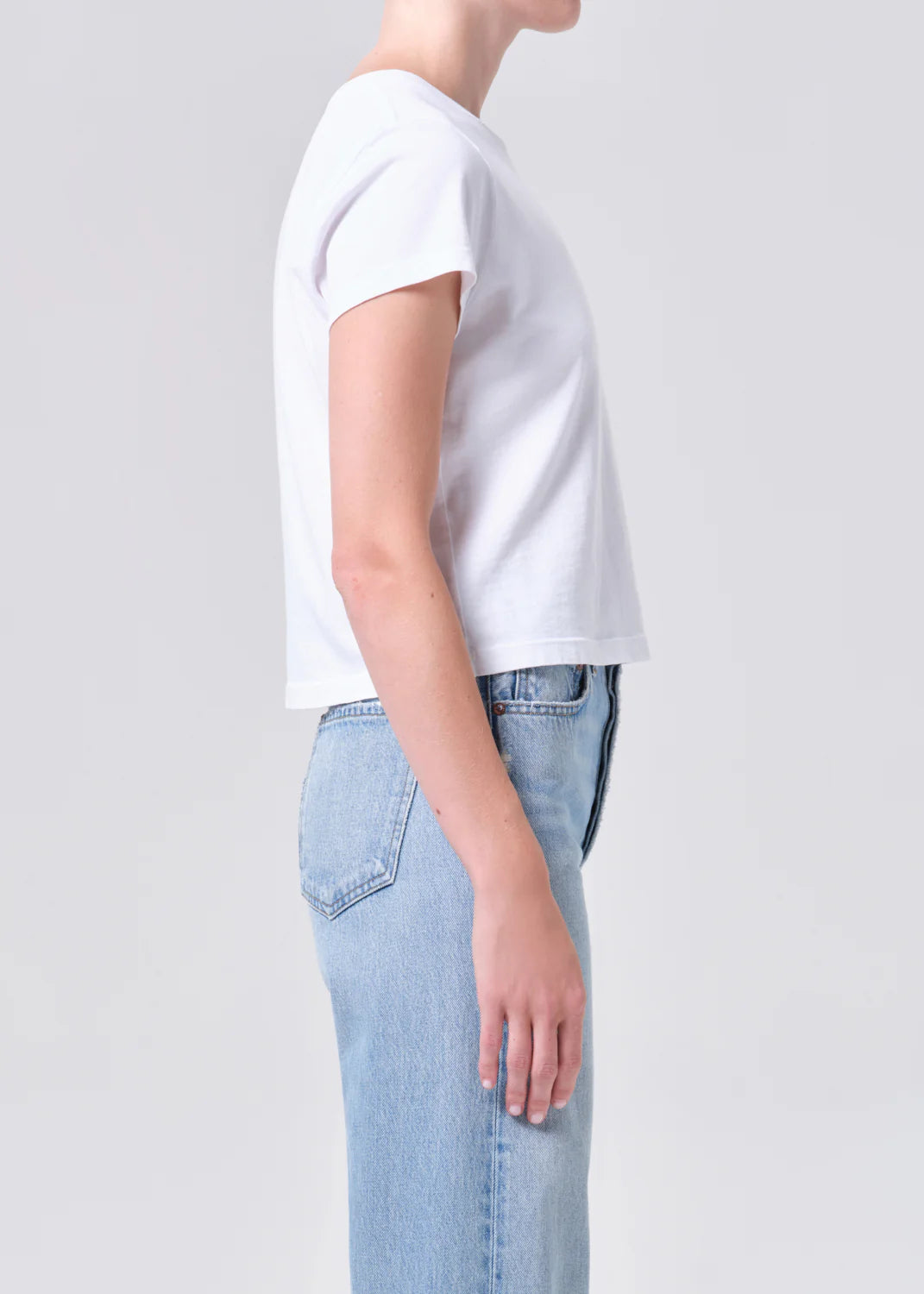 AGOLDE ADINE SHRUNKEN TEE IN WHITE