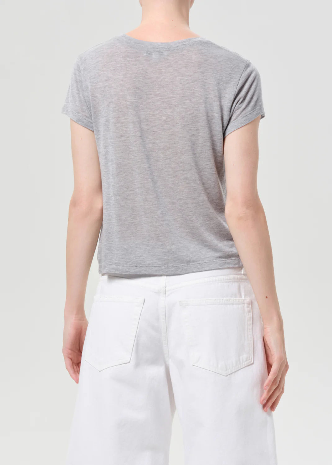 Agolde ADINE SHRUNKEN TEE IN GREY HEATHER