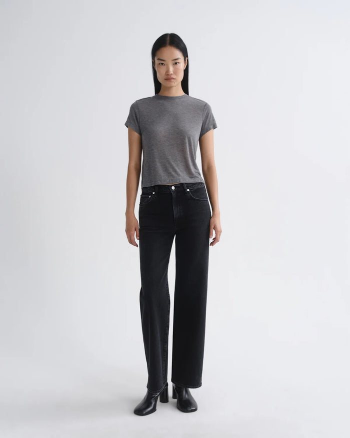 Agolde  ADINE SHRUNKEN TEE (TENCEL JERSEY) Grey Heather