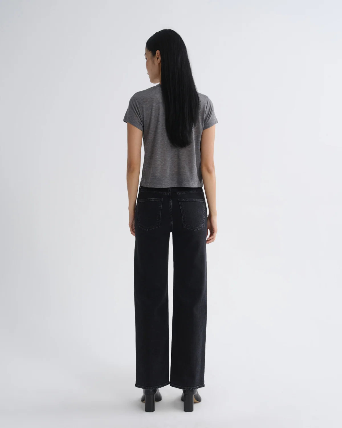 Agolde  ADINE SHRUNKEN TEE (TENCEL JERSEY) Grey Heather