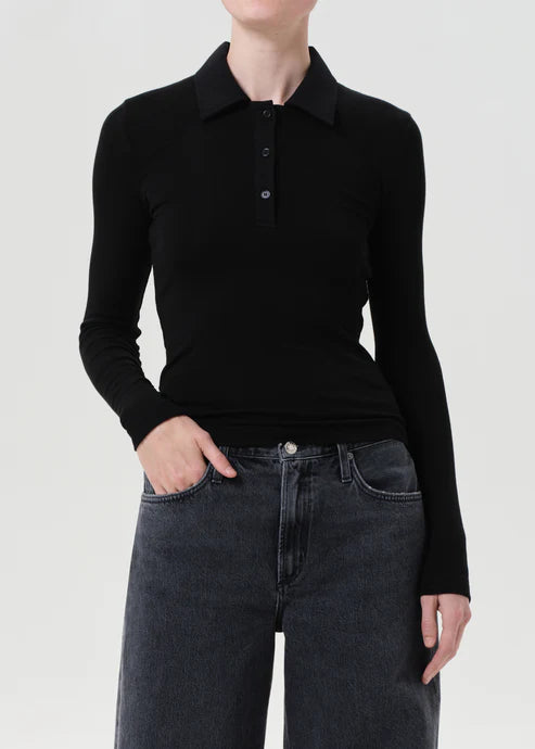 AGOLDE AMOS POLO - BLACK