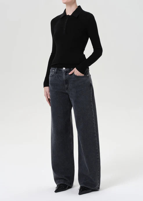 AGOLDE AMOS POLO - BLACK