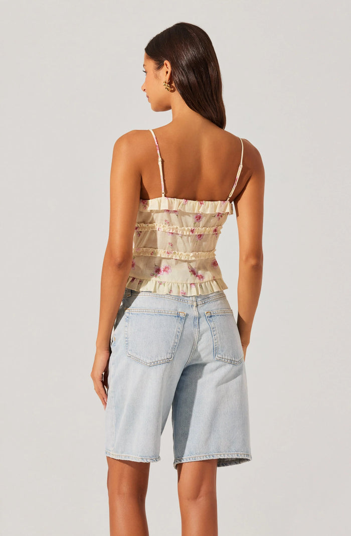 ASTR THE LABEL Islah Floral Tie-Front Top