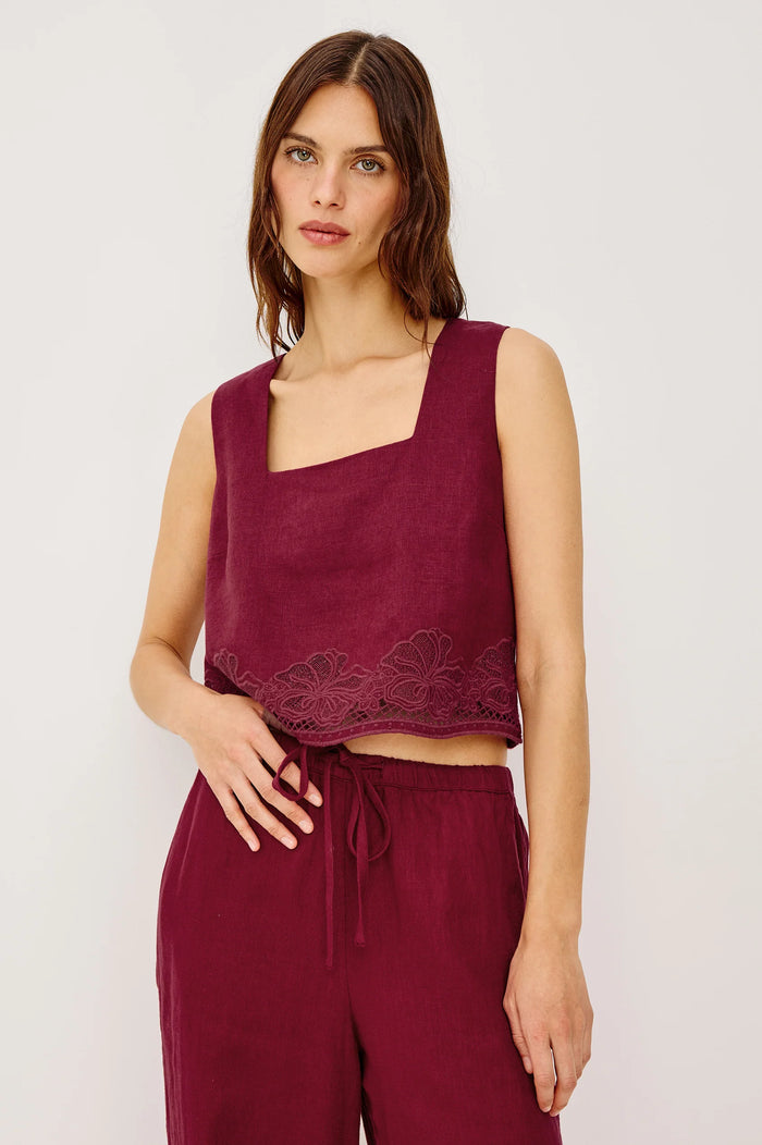 RAILS Akira Top Berry Hibiscus Embroidery