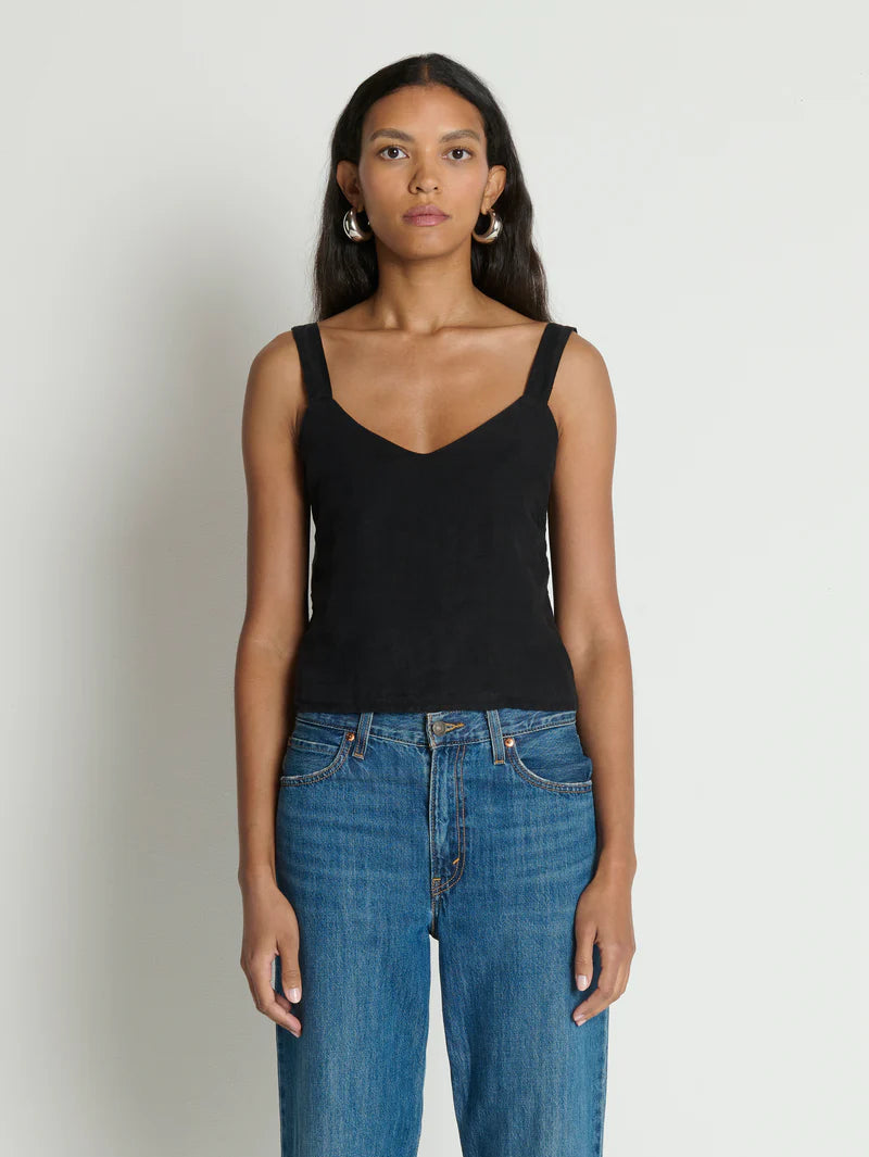 Nation LA Annie V Neck Top in Jet Black