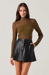 ASTR The Label Mikita Faux Leather Pleated Skirt