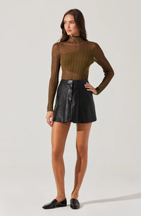 ASTR The Label Mikita Faux Leather Pleated Skirt