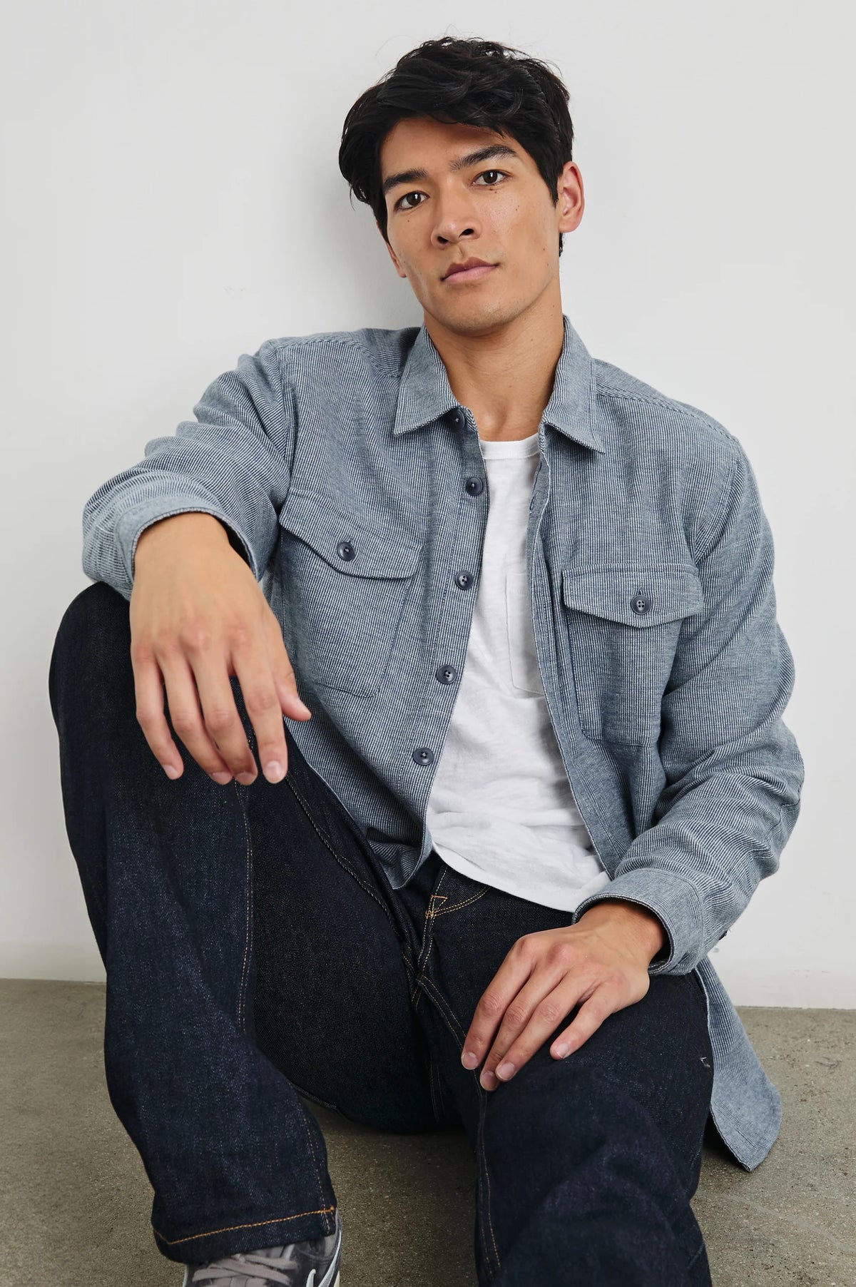 Rails Burr Shirt Jacket - Denim White