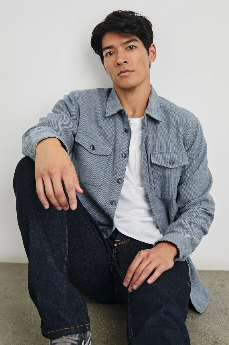 Rails Burr Shirt Jacket - Denim White