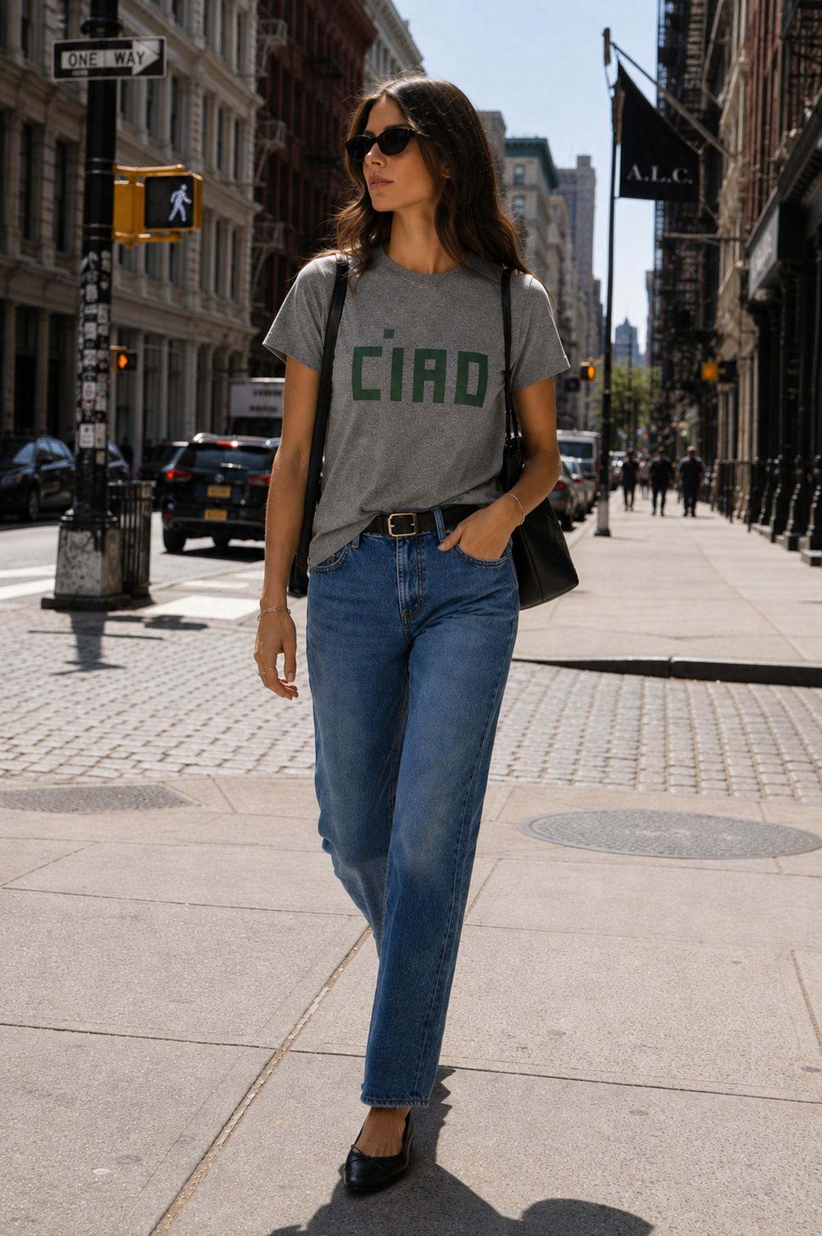 Clare V. Classic Tee Block Ciao Grey Melange