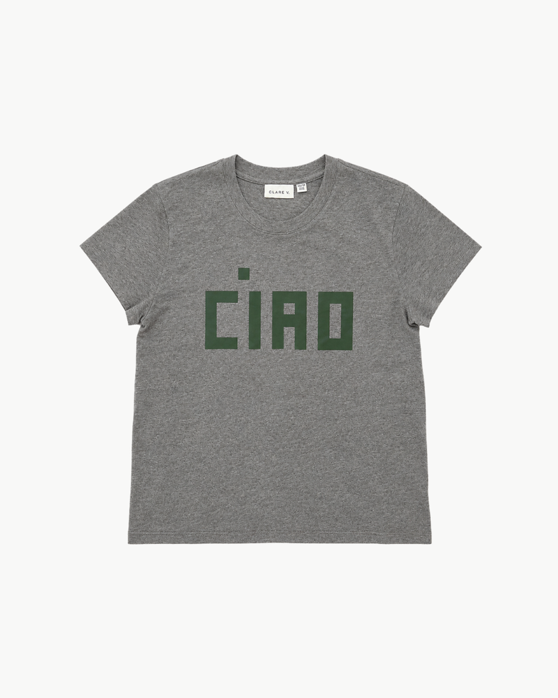 Clare V. Classic Tee Block Ciao Grey Melange