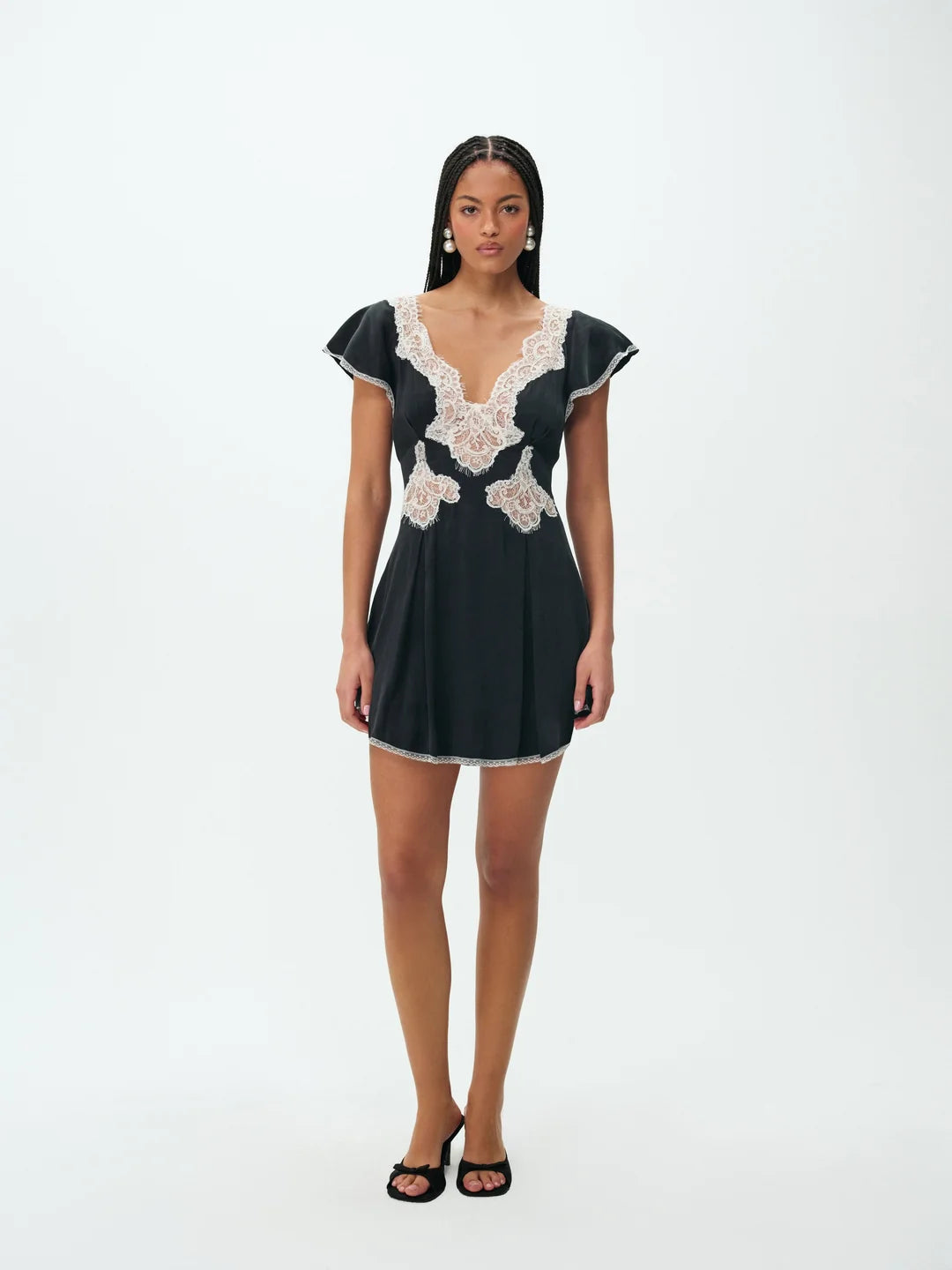 For Love & Lemons Luna Rose Mini Dress Black