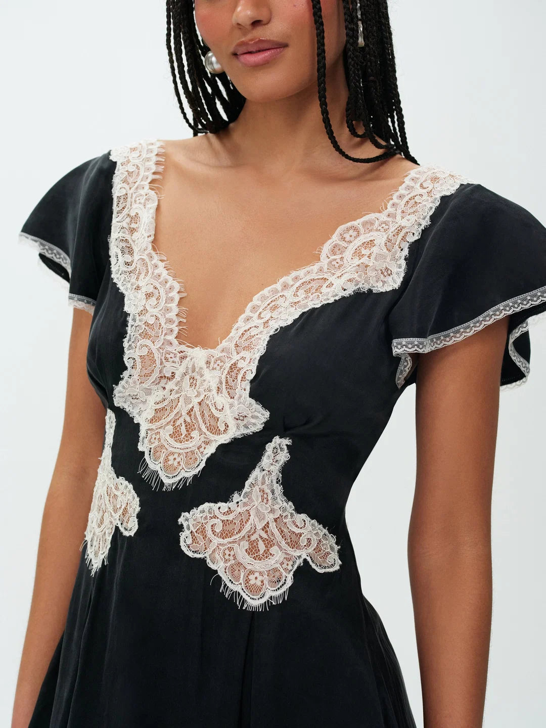 For Love & Lemons Luna Rose Mini Dress Black