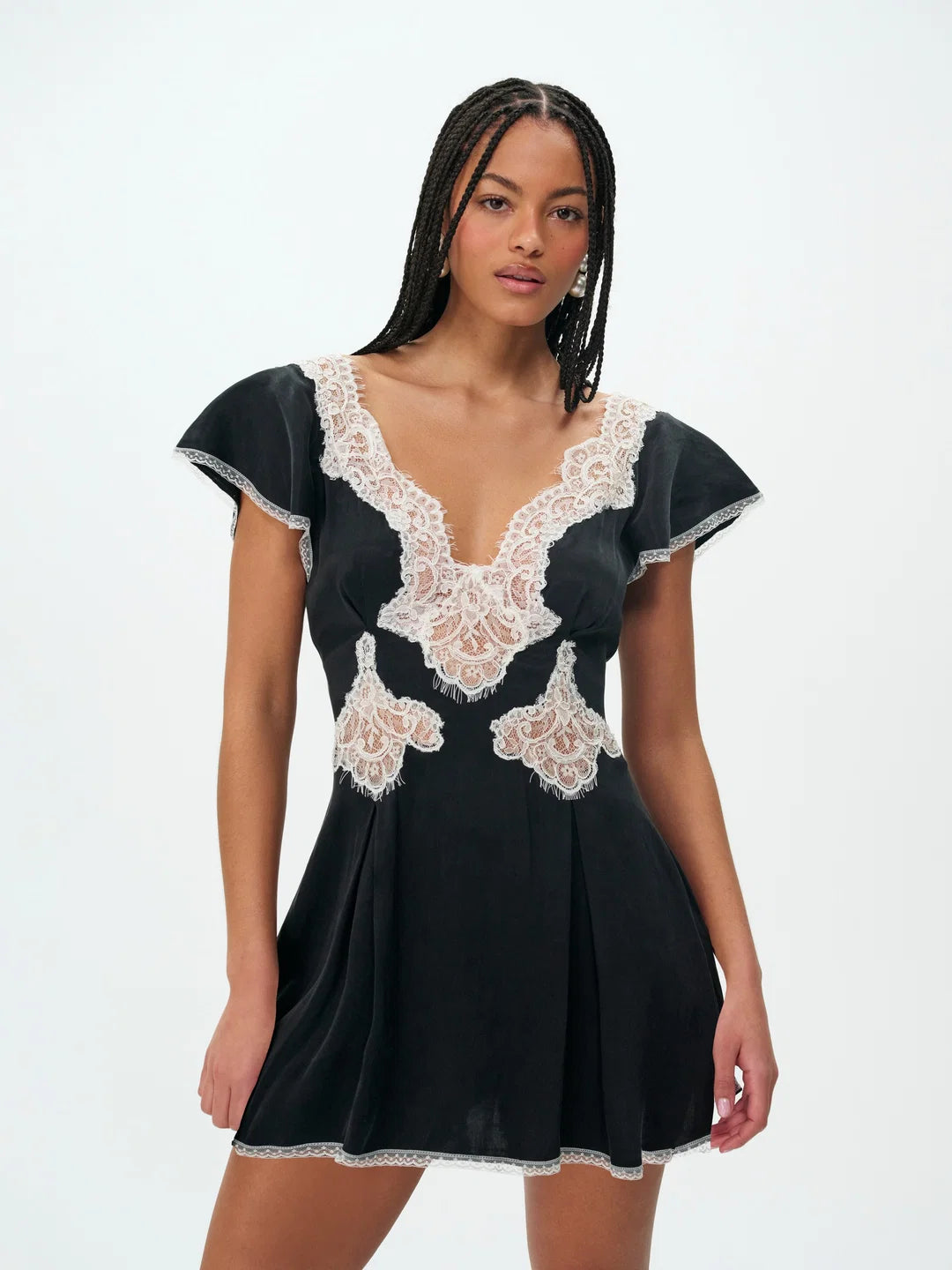For Love & Lemons Luna Rose Mini Dress Black