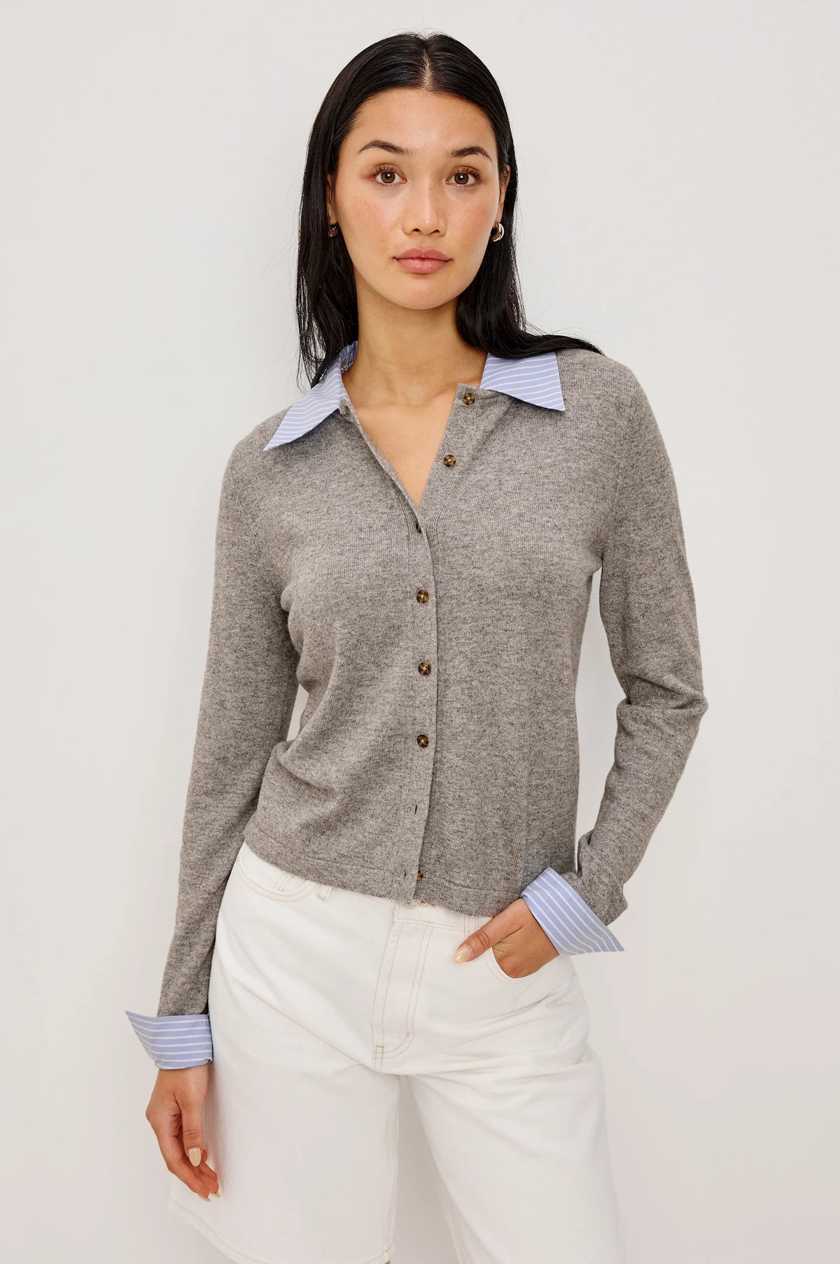 Rails Eryn Cardigan Heather Grey Poplin Mix