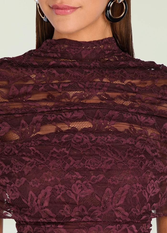 SEROYA LAILA LACE TOP Bordeaux